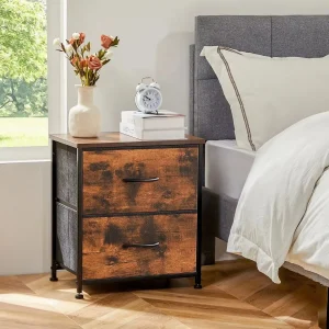 Nightstand with 2 Fabric Lined Drawers
