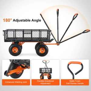 Garden Cart Sturdy Metal Utility Wagon