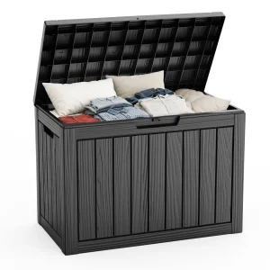 45 Gallon Waterproof Outdoor Storage Box, Lockable Container for Patio.